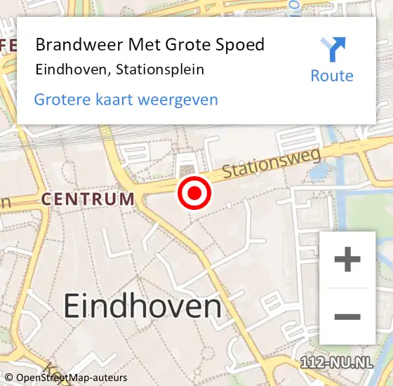 Locatie op kaart van de 112 melding: Brandweer Met Grote Spoed Naar Eindhoven, Stationsplein op 19 september 2024 18:11