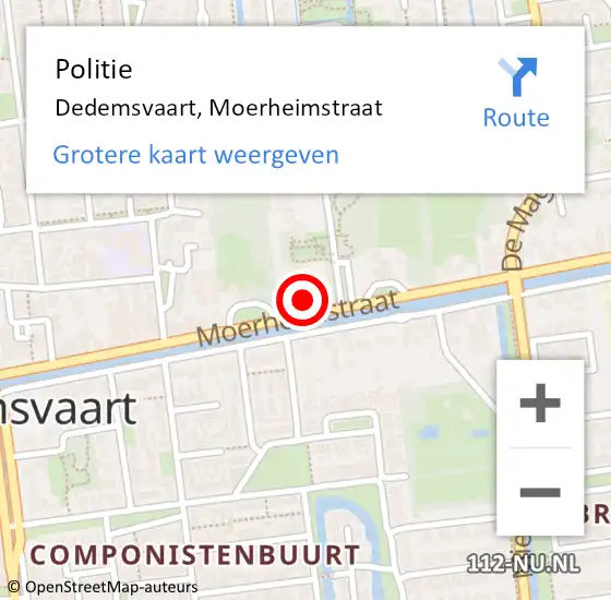 Locatie op kaart van de 112 melding: Politie Dedemsvaart, Moerheimstraat op 19 september 2024 18:12