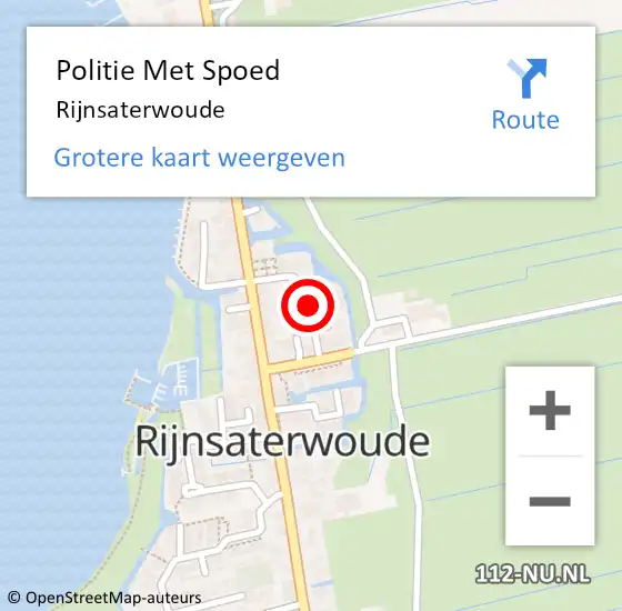 Locatie op kaart van de 112 melding: Politie Met Spoed Naar Rijnsaterwoude op 19 september 2024 18:48