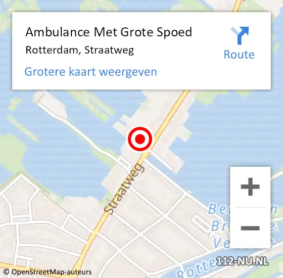 Locatie op kaart van de 112 melding: Ambulance Met Grote Spoed Naar Rotterdam, Straatweg op 19 september 2024 18:48