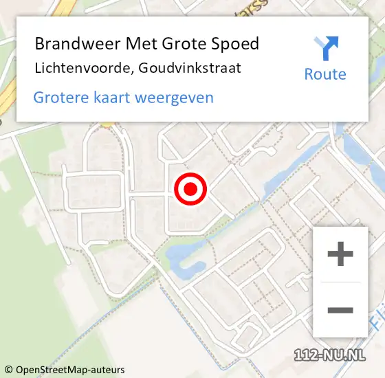 Locatie op kaart van de 112 melding: Brandweer Met Grote Spoed Naar Lichtenvoorde, Goudvinkstraat op 19 september 2024 18:52