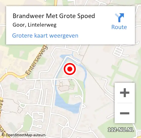 Locatie op kaart van de 112 melding: Brandweer Met Grote Spoed Naar Goor, Lintelerweg op 20 oktober 2014 17:19