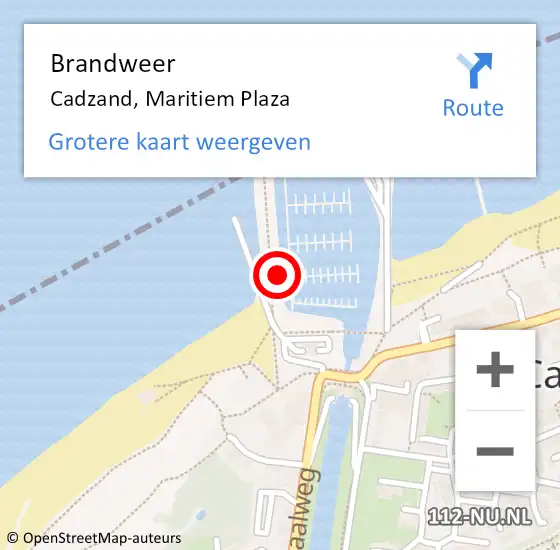 Locatie op kaart van de 112 melding: Brandweer Cadzand, Maritiem Plaza op 19 september 2024 19:13