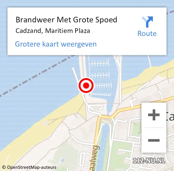 Locatie op kaart van de 112 melding: Brandweer Met Grote Spoed Naar Cadzand, Maritiem Plaza op 19 september 2024 19:17