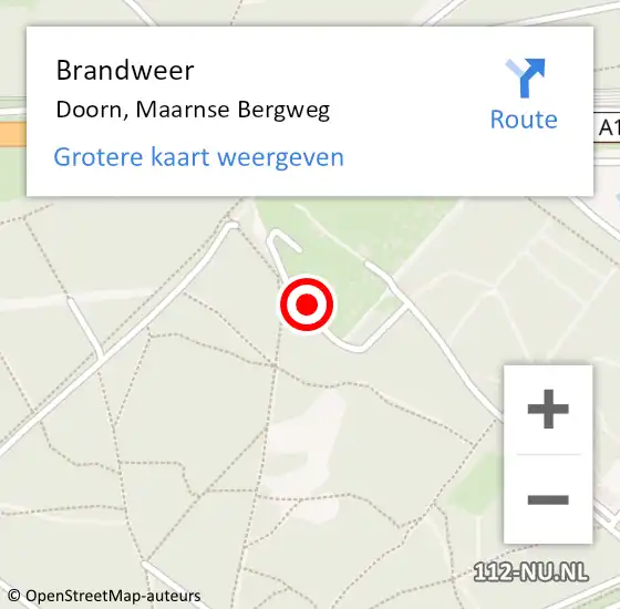 Locatie op kaart van de 112 melding: Brandweer Doorn, Maarnse Bergweg op 19 september 2024 19:26