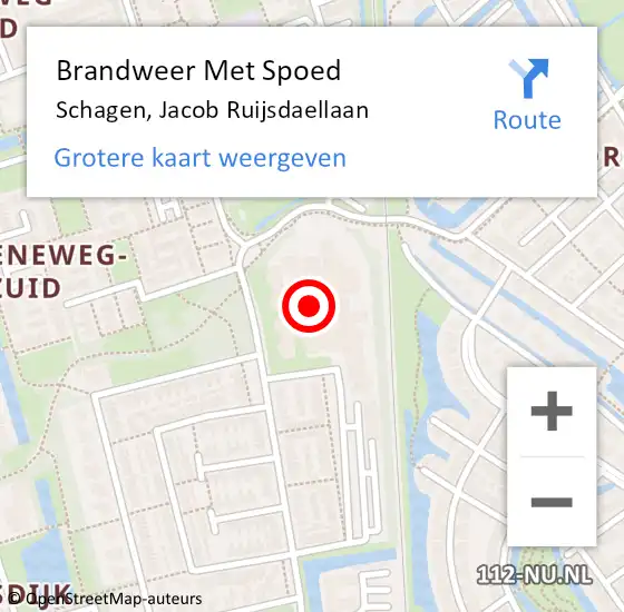 Locatie op kaart van de 112 melding: Brandweer Met Spoed Naar Schagen, Jacob Ruijsdaellaan op 19 september 2024 19:26