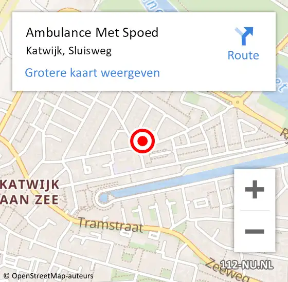 Locatie op kaart van de 112 melding: Ambulance Met Spoed Naar Katwijk, Sluisweg op 19 september 2024 19:35