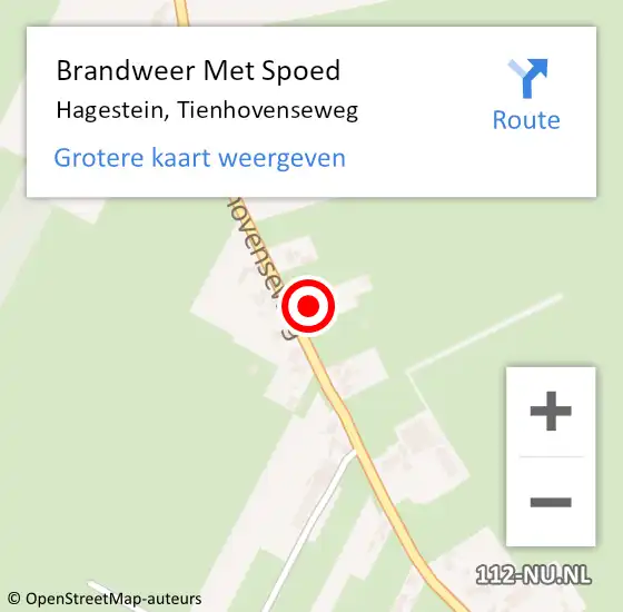 Locatie op kaart van de 112 melding: Brandweer Met Spoed Naar Hagestein, Tienhovenseweg op 20 oktober 2014 17:24