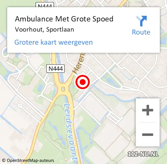 Locatie op kaart van de 112 melding: Ambulance Met Grote Spoed Naar Voorhout, Sportlaan op 19 september 2024 19:48