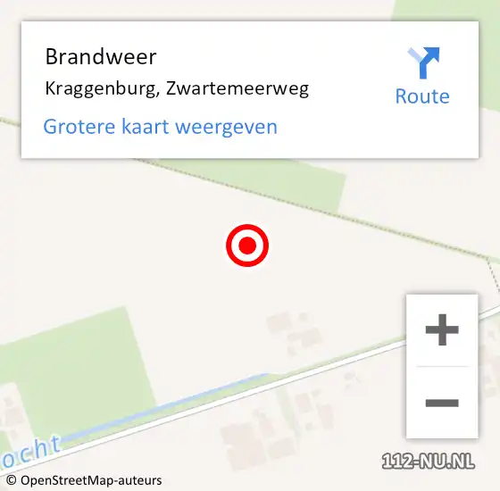 Locatie op kaart van de 112 melding: Brandweer Kraggenburg, Zwartemeerweg op 19 september 2024 19:50