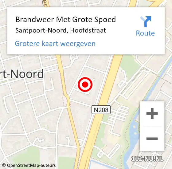 Locatie op kaart van de 112 melding: Brandweer Met Grote Spoed Naar Santpoort-Noord, Hoofdstraat op 19 september 2024 19:56