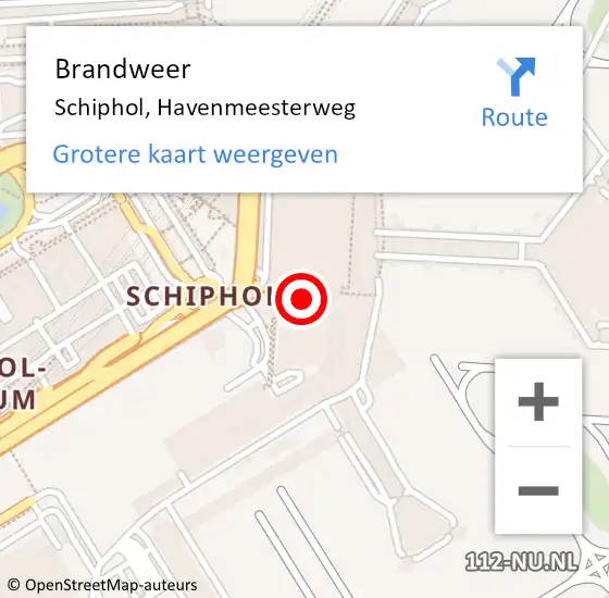 Locatie op kaart van de 112 melding: Brandweer Schiphol, Havenmeesterweg op 19 september 2024 20:14