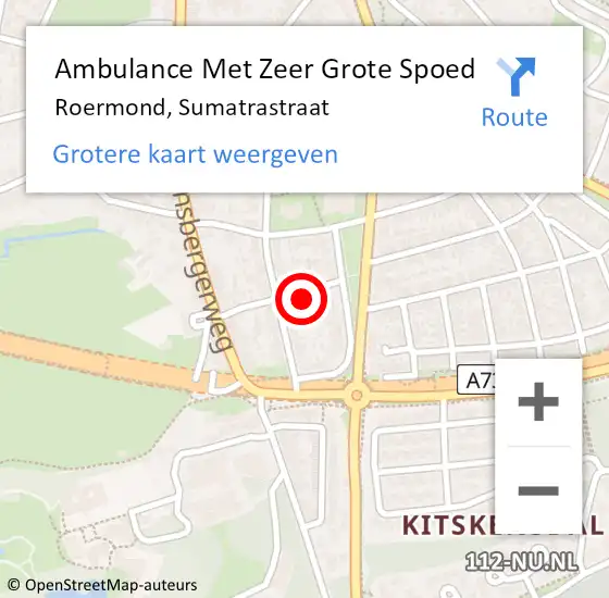 Locatie op kaart van de 112 melding: Ambulance Met Zeer Grote Spoed Naar Roermond, Sumatrastraat op 19 september 2024 20:33