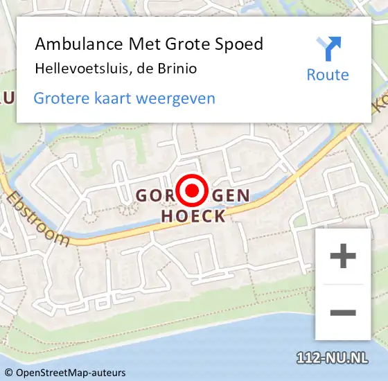 Locatie op kaart van de 112 melding: Ambulance Met Grote Spoed Naar Hellevoetsluis, de Brinio op 19 september 2024 20:36