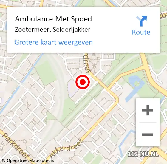 Locatie op kaart van de 112 melding: Ambulance Met Spoed Naar Zoetermeer, Selderijakker op 19 september 2024 20:38