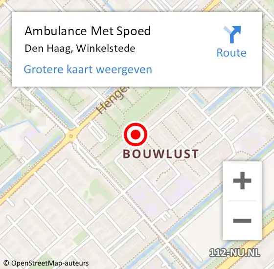 Locatie op kaart van de 112 melding: Ambulance Met Spoed Naar Den Haag, Winkelstede op 19 september 2024 20:52