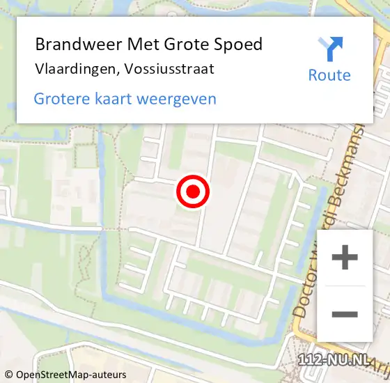 Locatie op kaart van de 112 melding: Brandweer Met Grote Spoed Naar Vlaardingen, Vossiusstraat op 19 september 2024 21:01