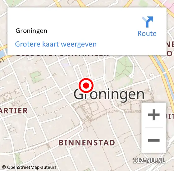 Locatie op kaart van de 112 melding:  Groningen op 19 september 2024 21:05