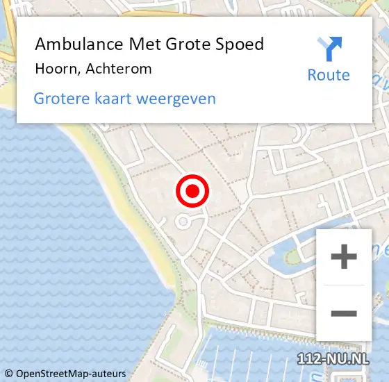 Locatie op kaart van de 112 melding: Ambulance Met Grote Spoed Naar Hoorn, Achterom op 19 september 2024 21:53