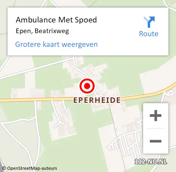 Locatie op kaart van de 112 melding: Ambulance Met Spoed Naar Epen, Beatrixweg op 20 oktober 2014 17:39