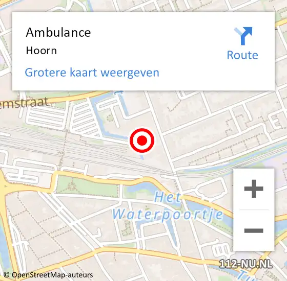 Locatie op kaart van de 112 melding: Ambulance Hoorn op 19 september 2024 22:07