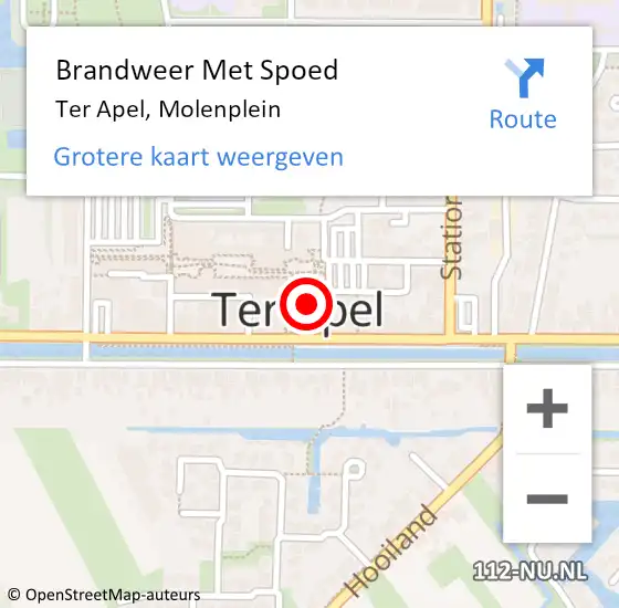 Locatie op kaart van de 112 melding: Brandweer Met Spoed Naar Ter Apel, Molenplein op 19 september 2024 22:22