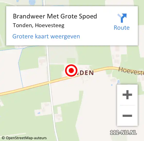 Locatie op kaart van de 112 melding: Brandweer Met Grote Spoed Naar Tonden, Hoevesteeg op 19 september 2024 22:30