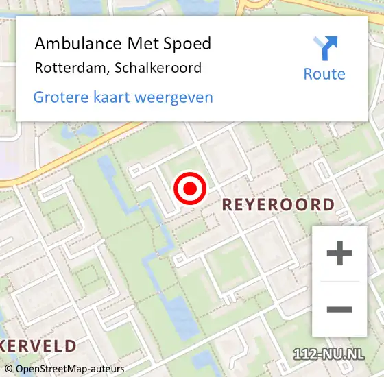 Locatie op kaart van de 112 melding: Ambulance Met Spoed Naar Rotterdam, Schalkeroord op 19 september 2024 22:33