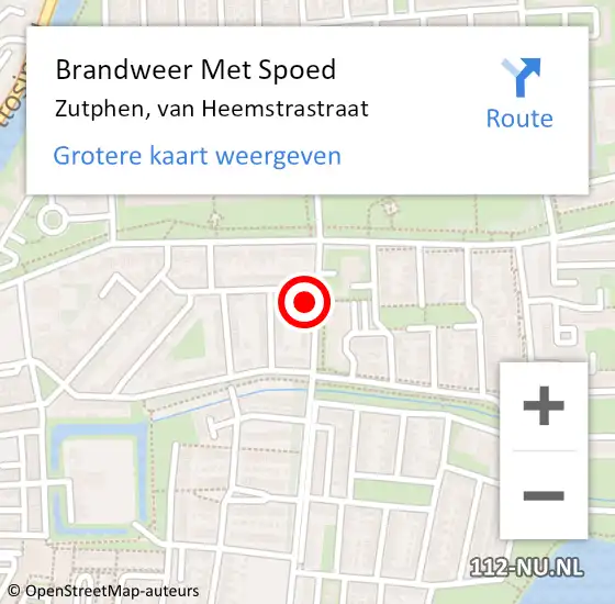 Locatie op kaart van de 112 melding: Brandweer Met Spoed Naar Zutphen, van Heemstrastraat op 19 september 2024 22:35