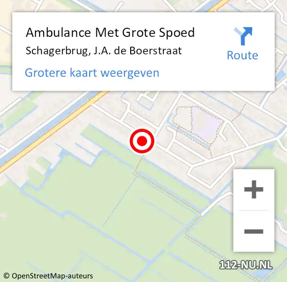 Locatie op kaart van de 112 melding: Ambulance Met Grote Spoed Naar Schagerbrug, J.A. de Boerstraat op 19 september 2024 23:07