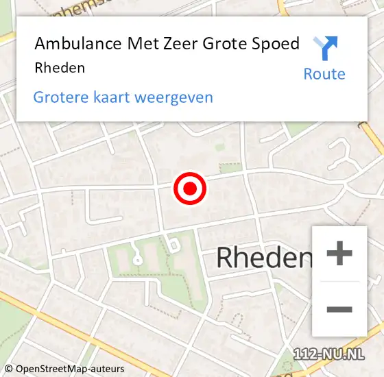 Locatie op kaart van de 112 melding: Ambulance Met Zeer Grote Spoed Naar Rheden op 19 september 2024 23:32