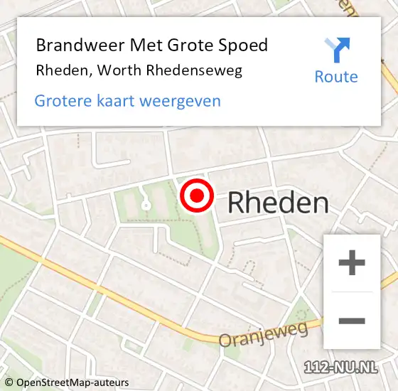 Locatie op kaart van de 112 melding: Brandweer Met Grote Spoed Naar Rheden, Worth Rhedenseweg op 19 september 2024 23:32