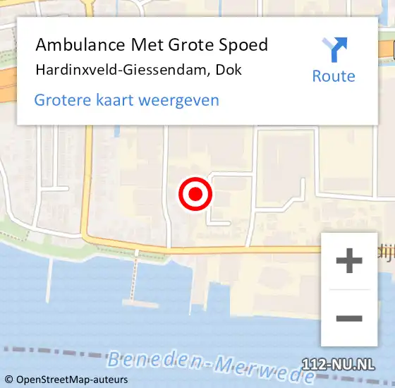 Locatie op kaart van de 112 melding: Ambulance Met Grote Spoed Naar Hardinxveld-Giessendam, Dok op 19 september 2024 23:35