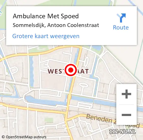 Locatie op kaart van de 112 melding: Ambulance Met Spoed Naar Sommelsdijk, Antoon Coolenstraat op 19 september 2024 23:42