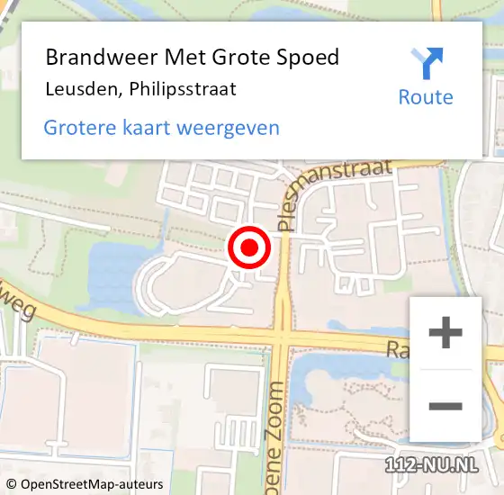 Locatie op kaart van de 112 melding: Brandweer Met Grote Spoed Naar Leusden, Philipsstraat op 19 september 2024 23:58