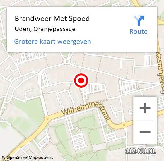 Locatie op kaart van de 112 melding: Brandweer Met Spoed Naar Uden, Oranjepassage op 20 september 2024 00:32