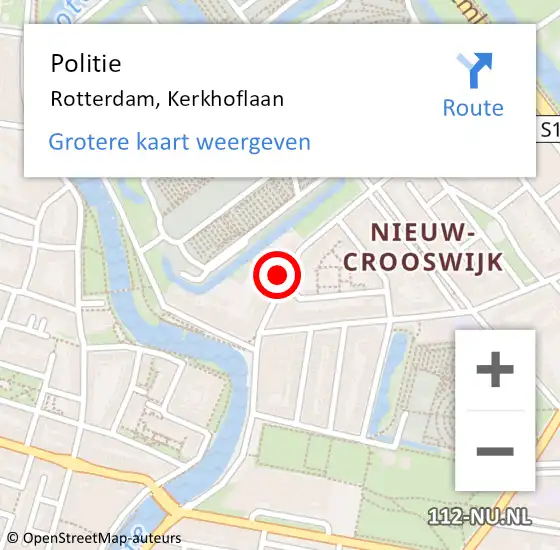 Locatie op kaart van de 112 melding: Politie Rotterdam, Kerkhoflaan op 20 september 2024 00:54