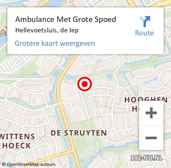 Locatie op kaart van de 112 melding: Ambulance Met Grote Spoed Naar Hellevoetsluis, de Iep op 20 september 2024 01:01