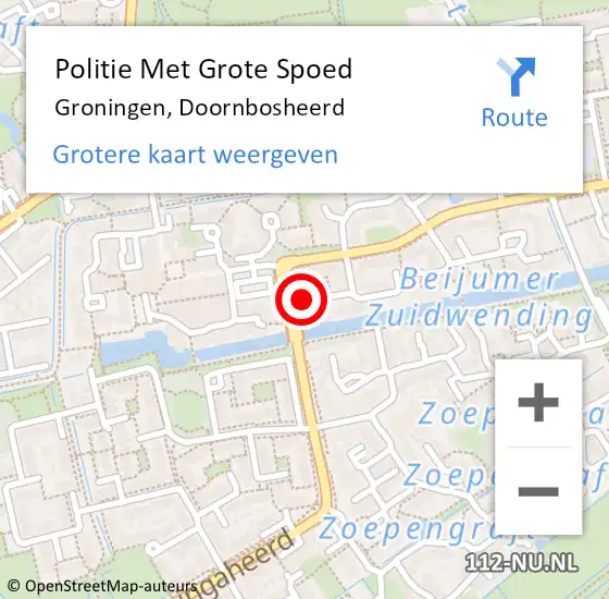 Locatie op kaart van de 112 melding: Politie Met Grote Spoed Naar Groningen, Doornbosheerd op 20 september 2024 01:33