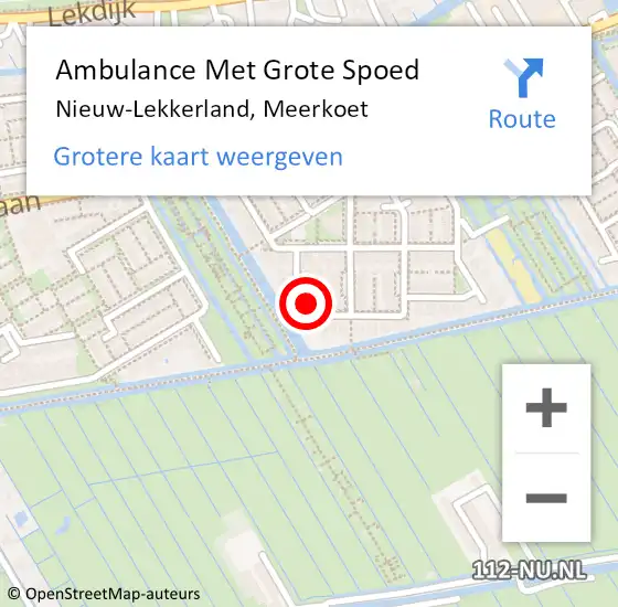 Locatie op kaart van de 112 melding: Ambulance Met Grote Spoed Naar Nieuw-Lekkerland, Meerkoet op 20 september 2024 01:55