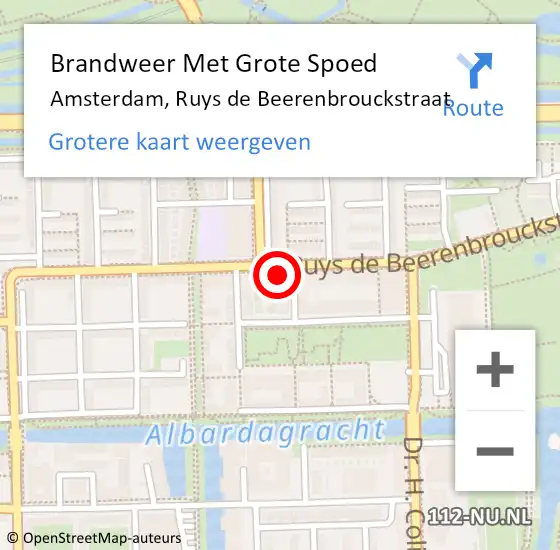 Locatie op kaart van de 112 melding: Brandweer Met Grote Spoed Naar Winkel, Ruys de Beerenbrouckstraat op 20 september 2024 03:03