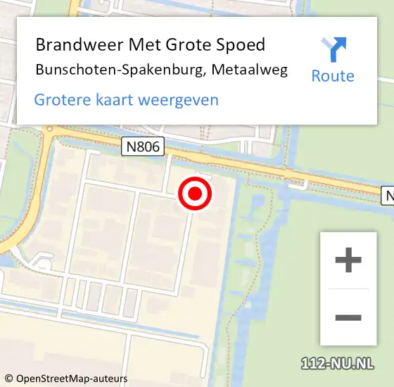 Locatie op kaart van de 112 melding: Brandweer Met Grote Spoed Naar Bunschoten-Spakenburg, Metaalweg op 20 september 2024 03:55