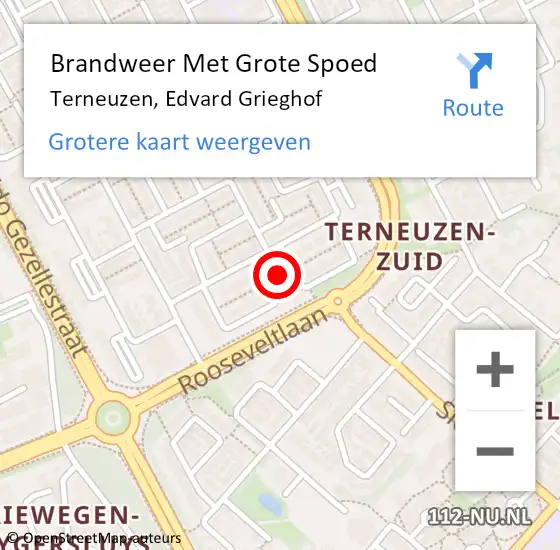 Locatie op kaart van de 112 melding: Brandweer Met Grote Spoed Naar Terneuzen, Edvard Grieghof op 20 september 2024 04:04