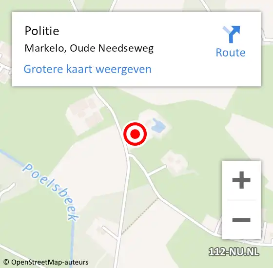 Locatie op kaart van de 112 melding: Politie Markelo, Oude Needseweg op 20 september 2024 06:41