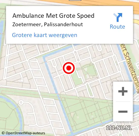 Locatie op kaart van de 112 melding: Ambulance Met Grote Spoed Naar Zoetermeer, Palissanderhout op 20 september 2024 07:27