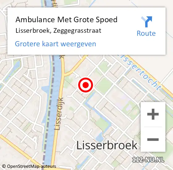 Locatie op kaart van de 112 melding: Ambulance Met Grote Spoed Naar Lisserbroek, Zeggegrasstraat op 20 september 2024 08:07