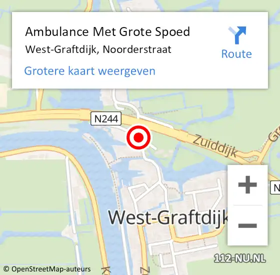 Locatie op kaart van de 112 melding: Ambulance Met Grote Spoed Naar West-Graftdijk, Noorderstraat op 20 september 2024 08:15