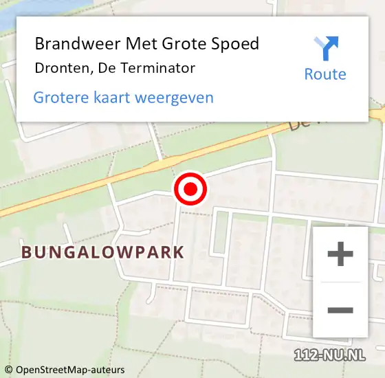 Locatie op kaart van de 112 melding: Brandweer Met Grote Spoed Naar Dronten, De Terminator op 20 september 2024 08:16