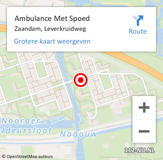 Locatie op kaart van de 112 melding: Ambulance Met Spoed Naar Zaandam, Leverkruidweg op 20 september 2024 08:19