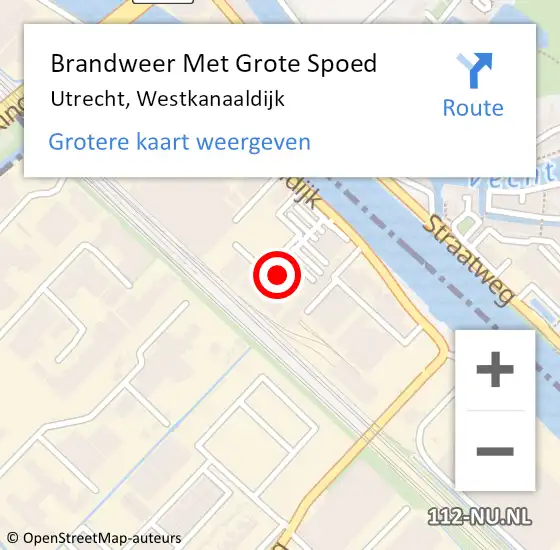 Locatie op kaart van de 112 melding: Brandweer Met Grote Spoed Naar Utrecht, Westkanaaldijk op 20 september 2024 08:36